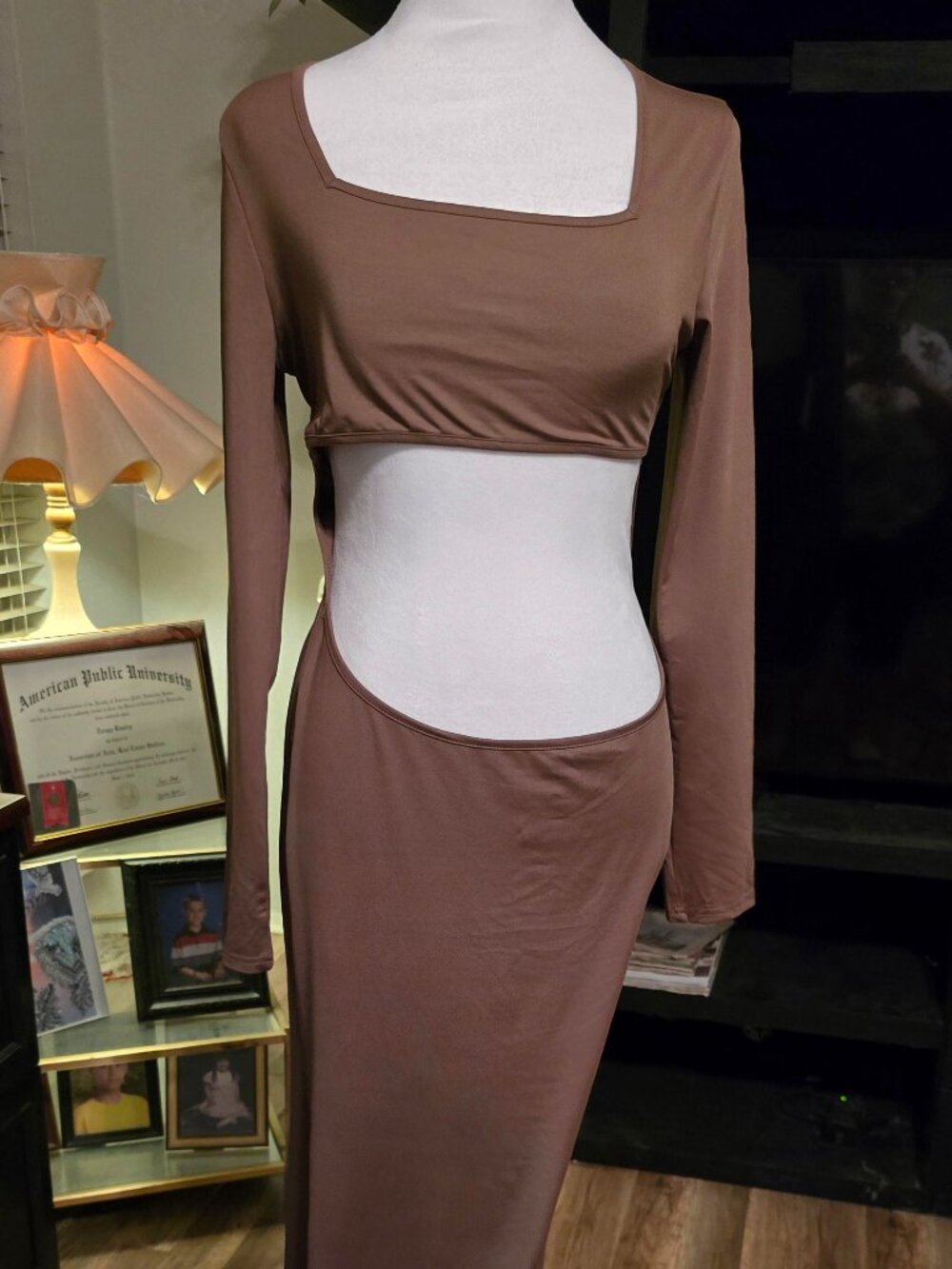 Women’s Cutout Maxi Dress in Brown